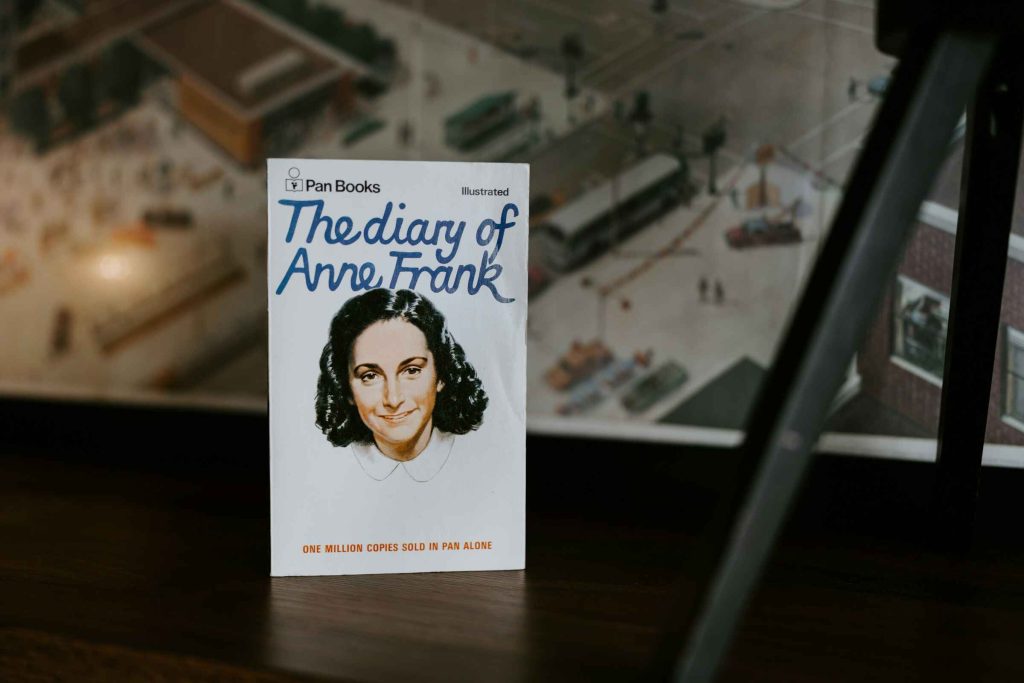 Image of a book representing Anne Frank's diary, symbolizing her writings and legacy.